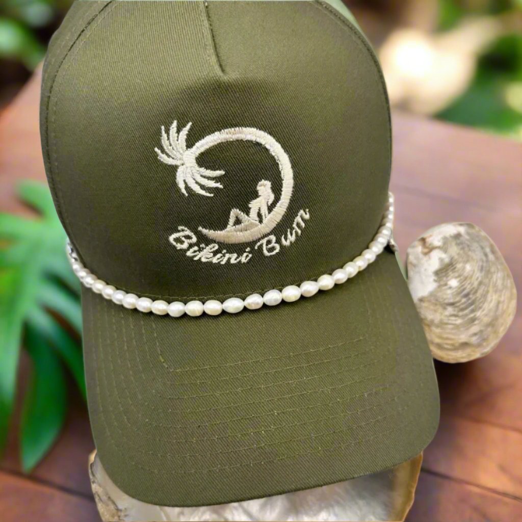 Bikini Bum Freshwater Pearl Snapback (Olive)