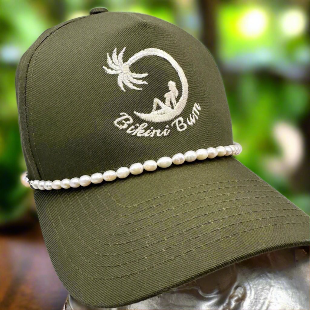 Bikini Bum Freshwater Pearl Snapback (Olive)